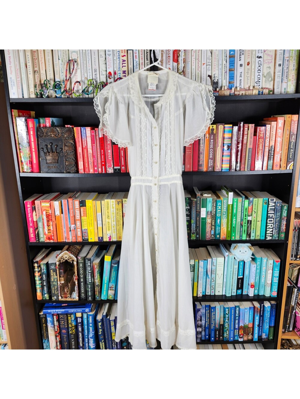 Vintage Gunne Sax Jessica McClintock White Prairie Dress Lace Cottagecore XS S